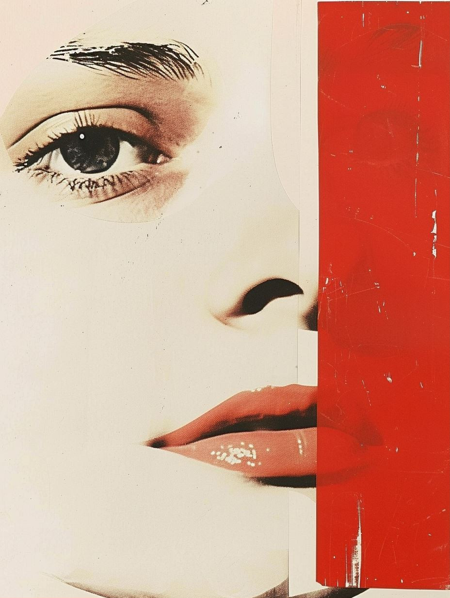 Fragmented Beauty in Red and White - Image 1