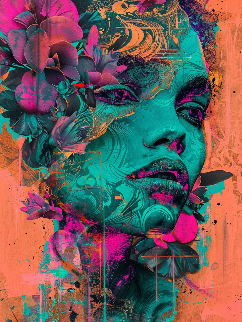 Neon Soul: Abstract Portrait Collage - Image 4