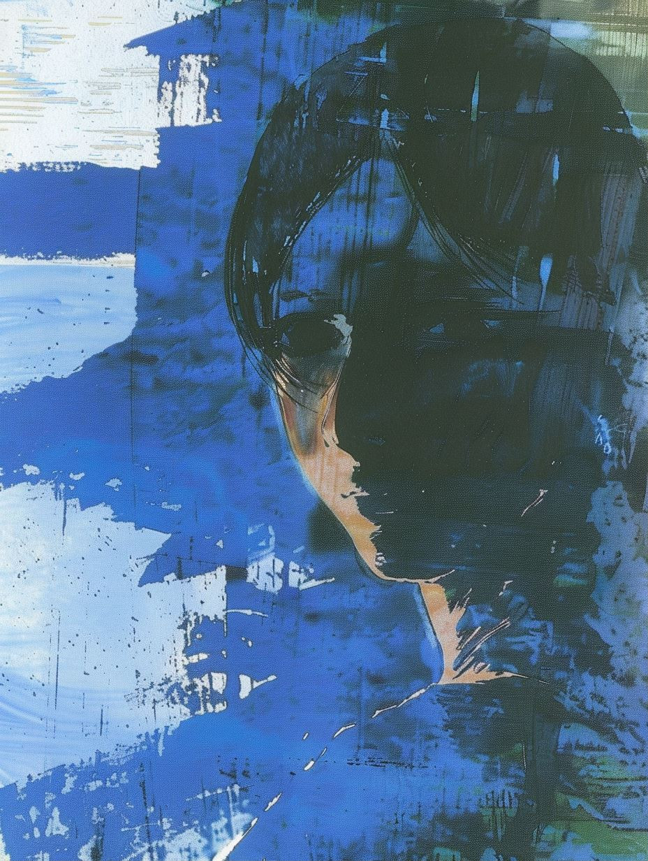 Fragmented Blue Melancholy Portrait - Image 1