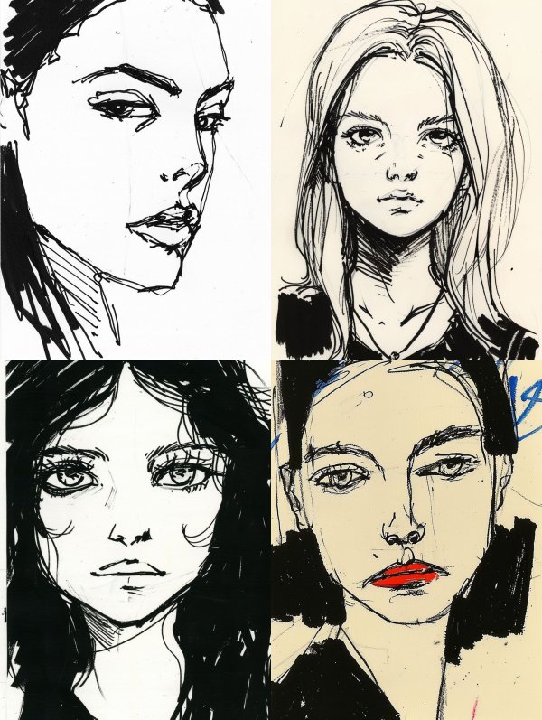 Expressive Ink Portrait Sketches