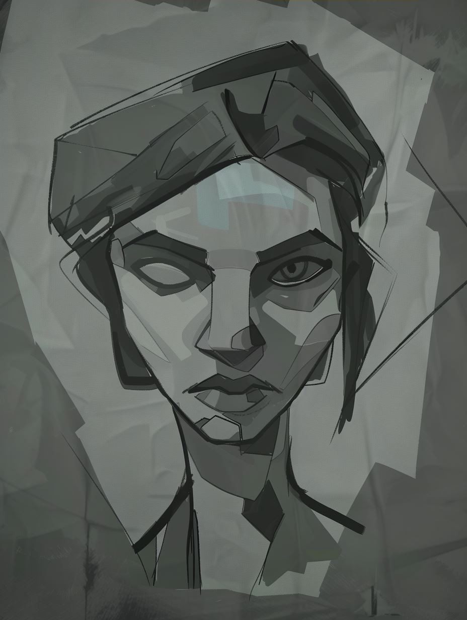 Geometric Portrait on Crumpled Parchment - Image 4