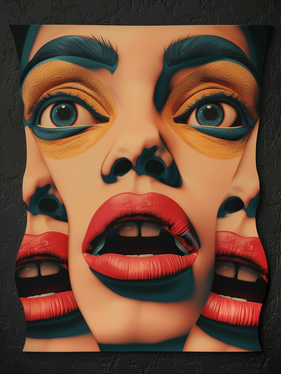 Crimson Accents Surreal Portrait - Image 4
