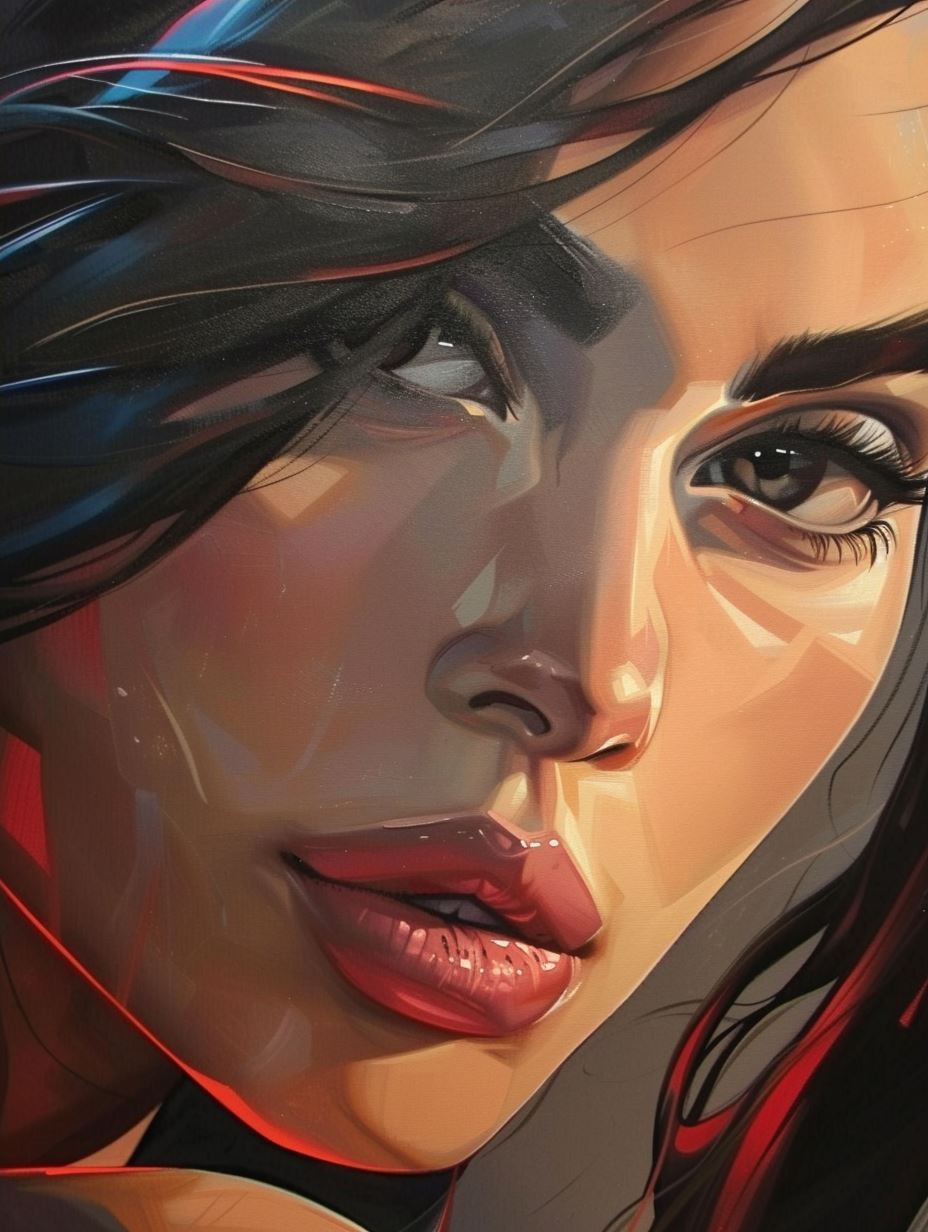 Crimson Glow Digital Portrait - Image 4