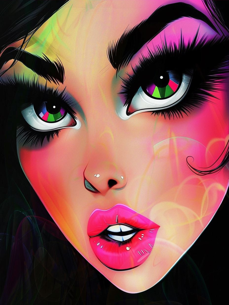 Neon Dreams: Vibrant Digital Portraits - Image 3