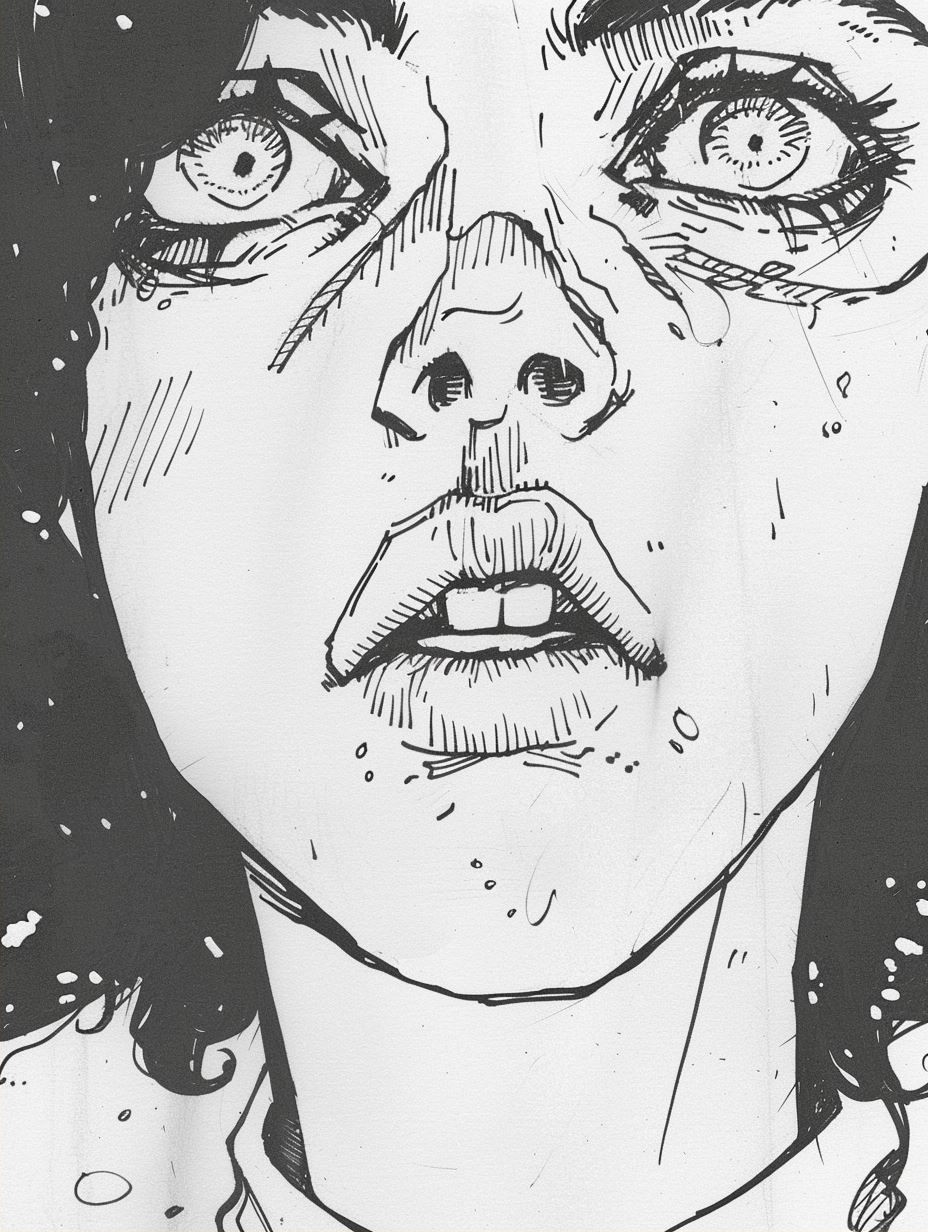 Melancholic Ink Portrait Study - Image 2