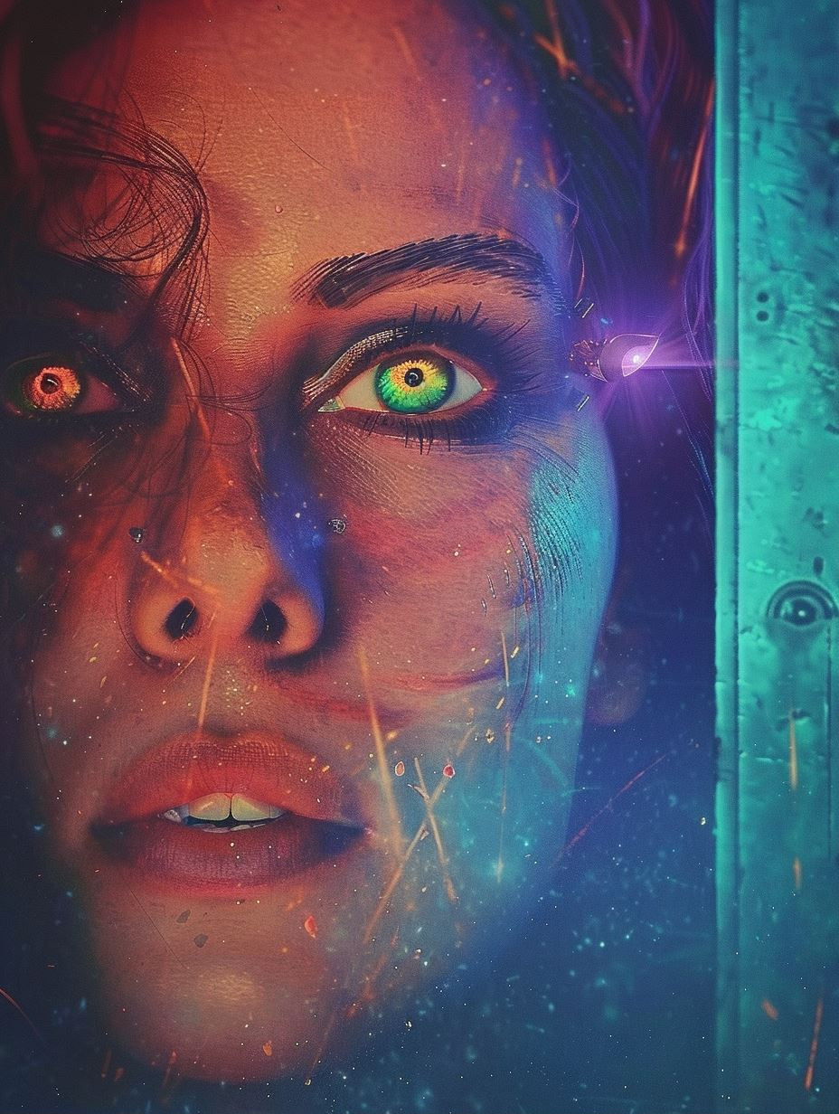Neon Gaze Cosmic Portrait