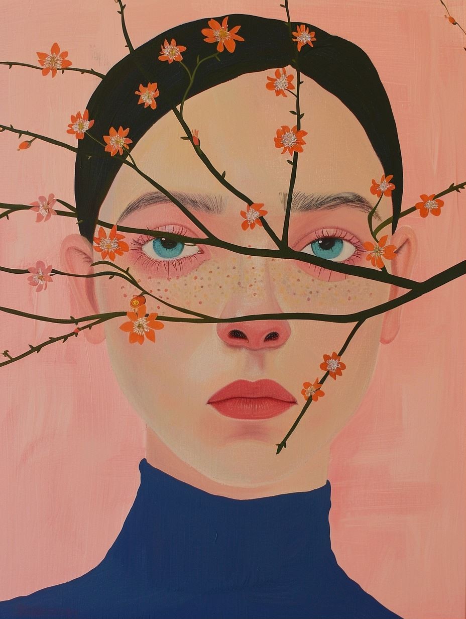 Floral Veil Portrait - Image 1