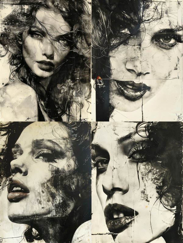 Fragmented Soul in Ink and Shadow