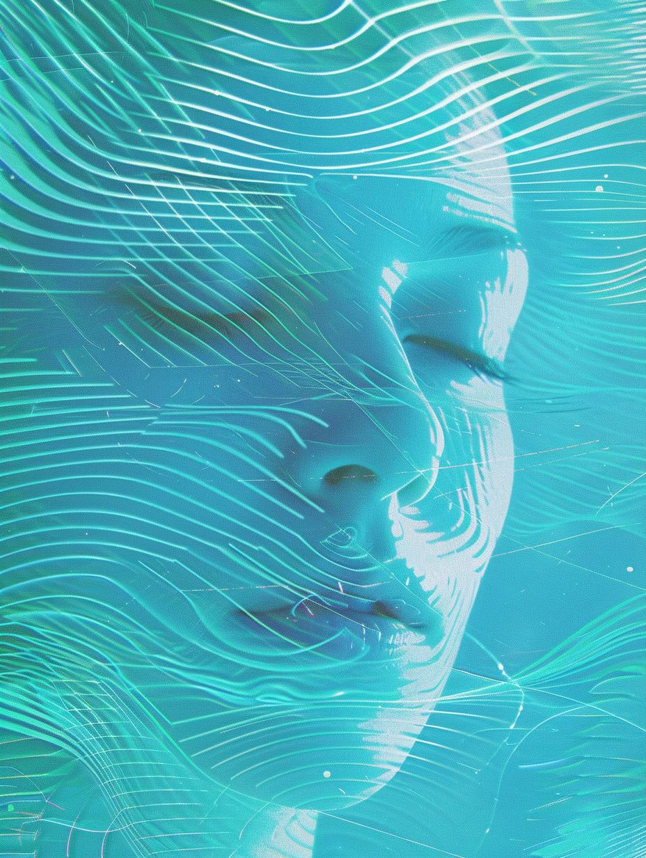 Cyan Glitch Digital Portrait - Image 3