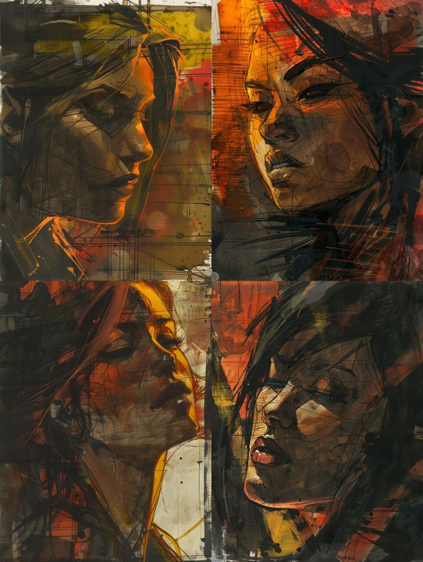 Fragmented Soul in Amber Glow