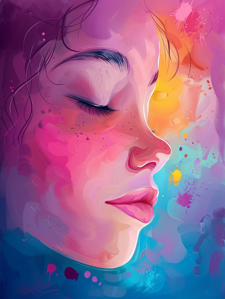 Vibrant Neon Pastel Portrait - Image 4