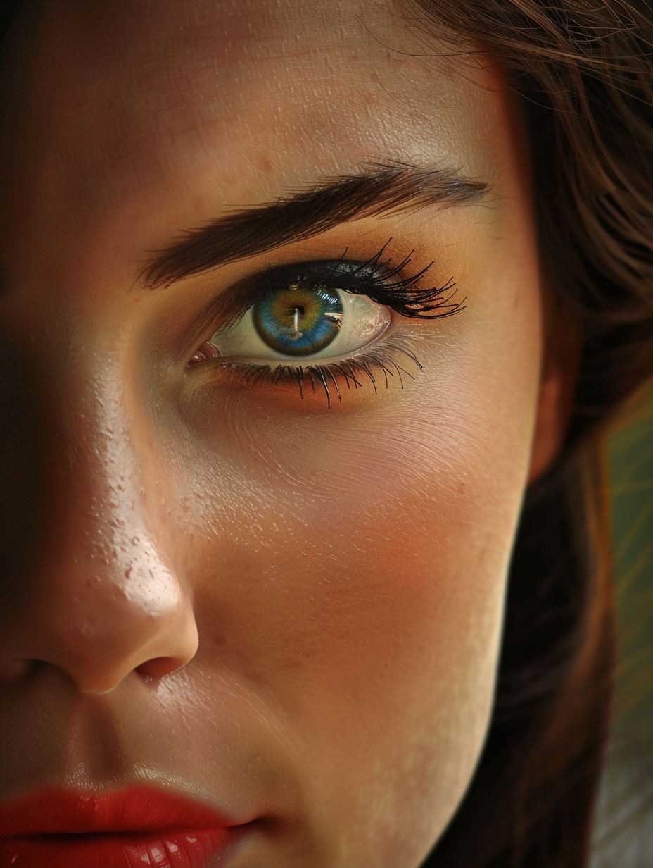 Intense Gaze Crimson Lips