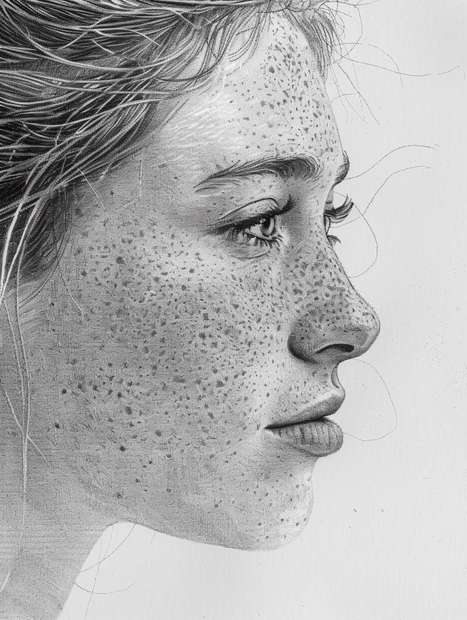 Detailed Freckled Portraits in Graphite - Image 1