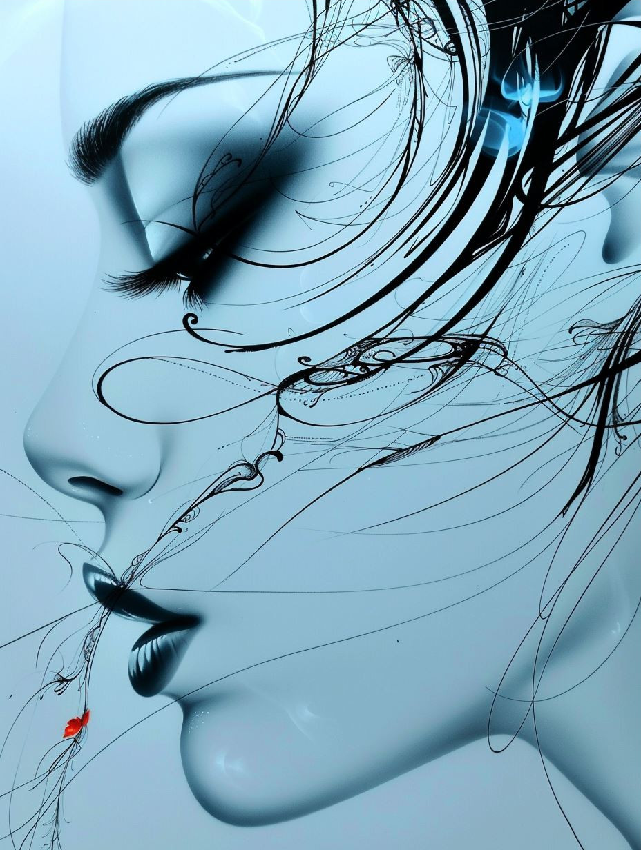 Azure Gaze: Abstract Digital Portraits - Image 3