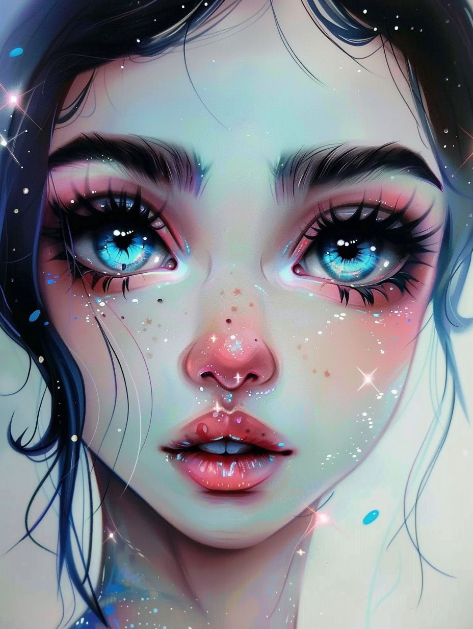 Ethereal Gaze in Watercolor Dreams - Image 3