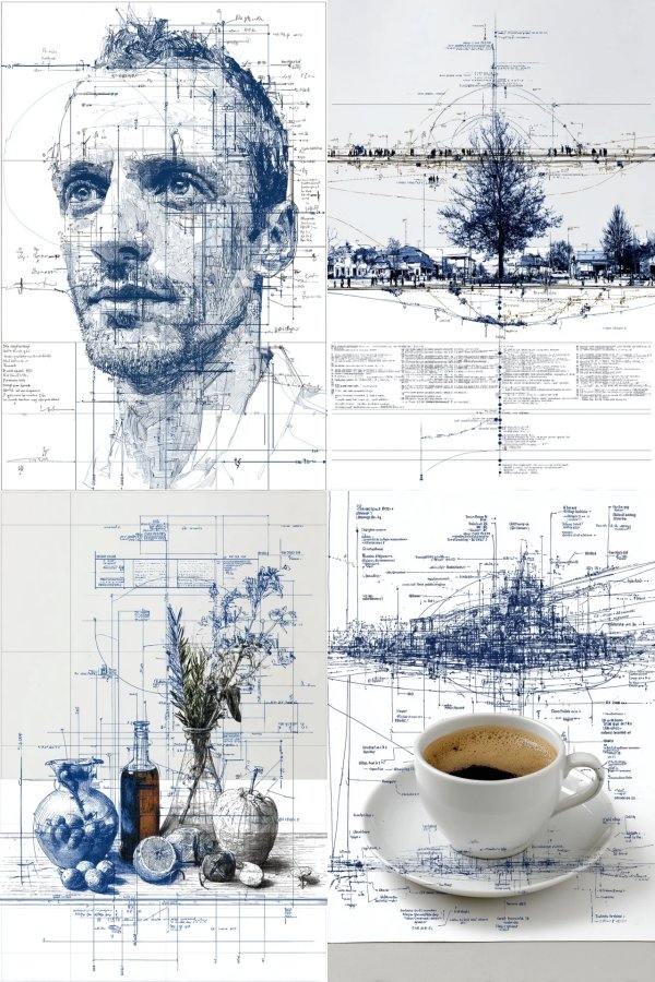 Blueprint Dreams: A Technical Art Collection