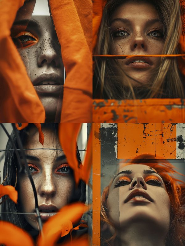 Fragmented Gaze in Amber Hues