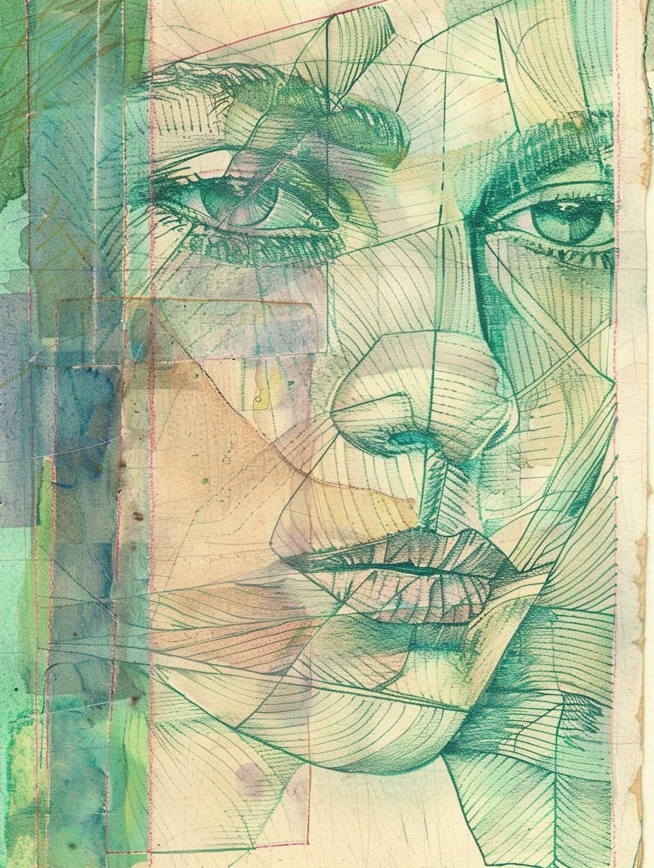 Fragmented Visions in Teal and Gold - Image 4