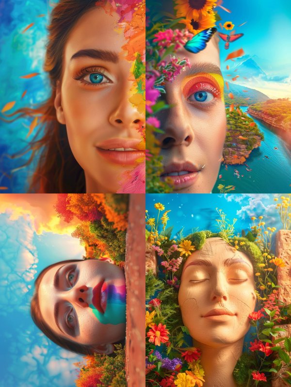 Floral Dreams: A Surreal Portrait Collage