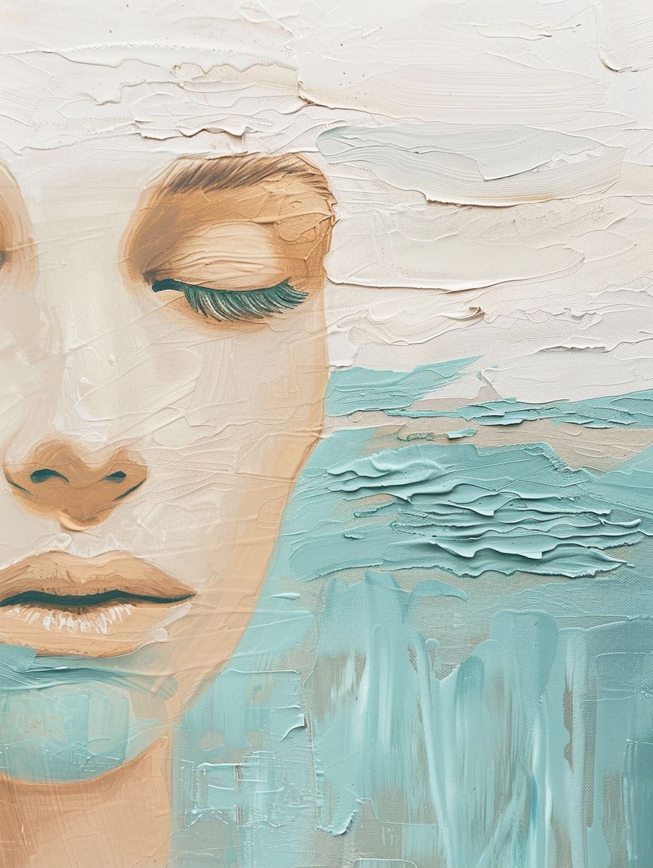 Ethereal Pale Blue Oil Portraits - Image 2