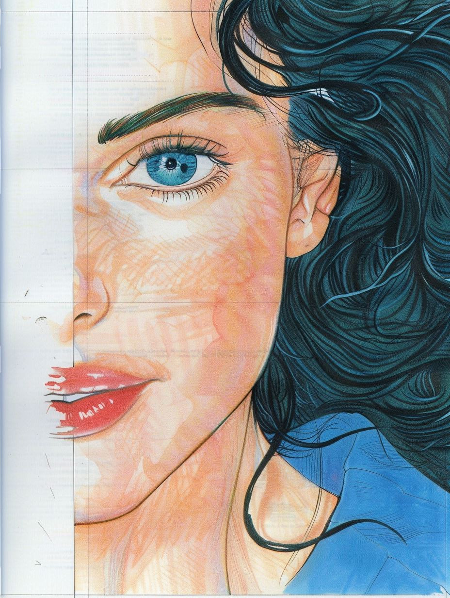 Ethereal Blue Gaze Illustration - Image 2