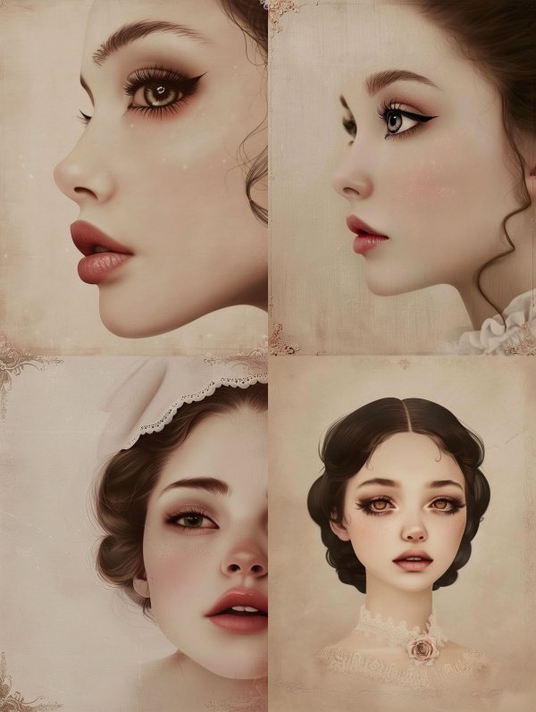Vintage Elegance: Four Ethereal Portraits