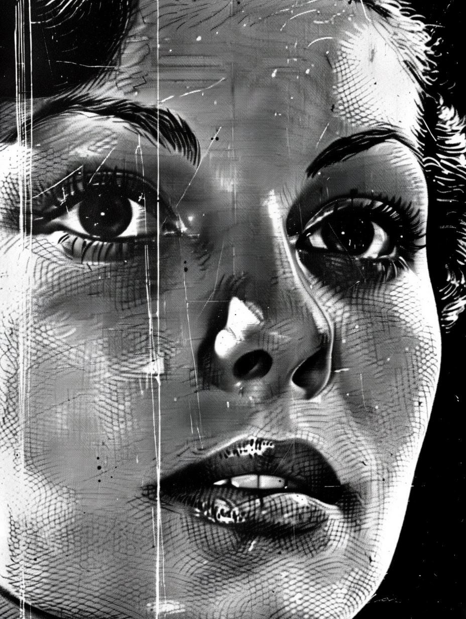 Noir Halftone Cinematic Portrait
