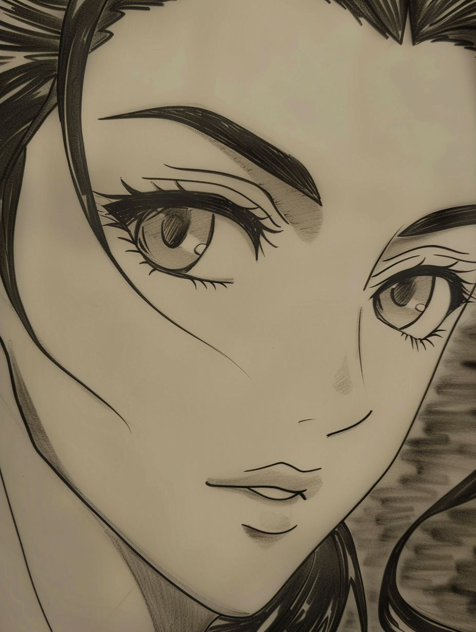 Elegant Anime Portrait Study - Image 2