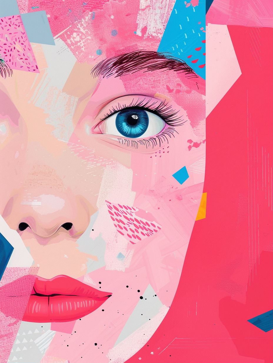 Neon Collage Portrait Art - Image 1