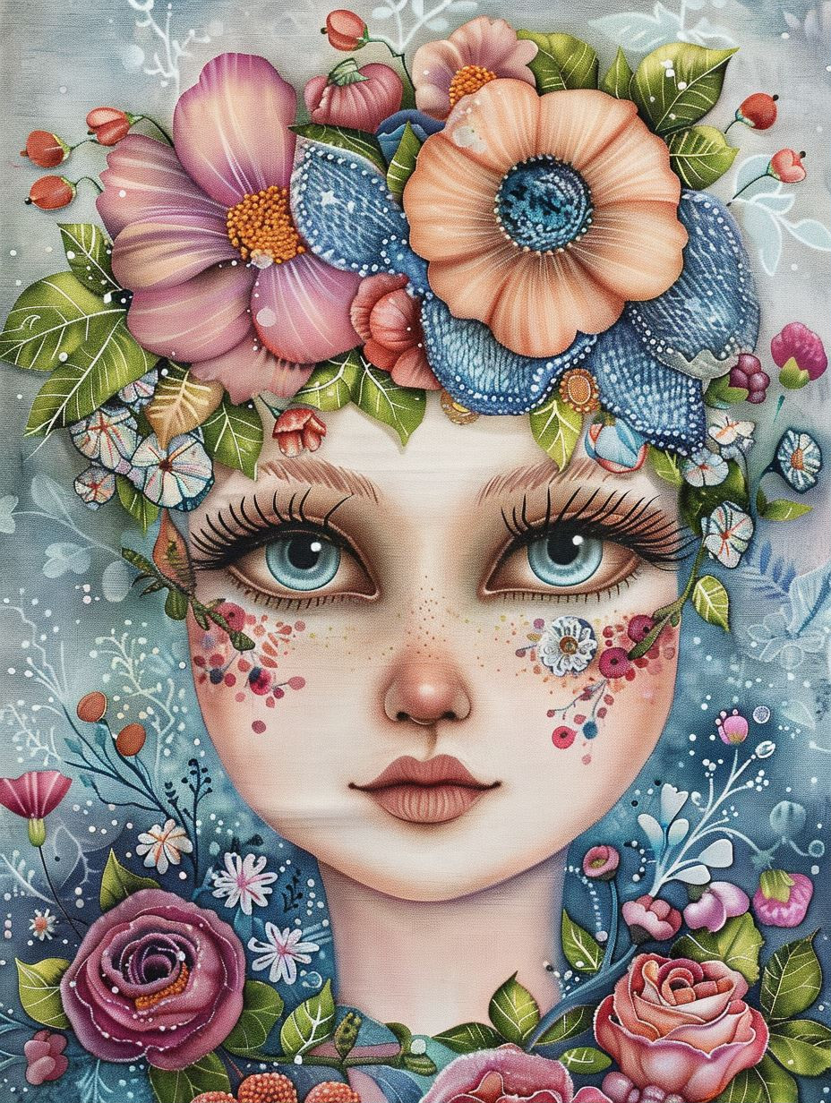 Floral Ethereal Portraits of Dreamy Blue-Eyed Maidens - Image 1