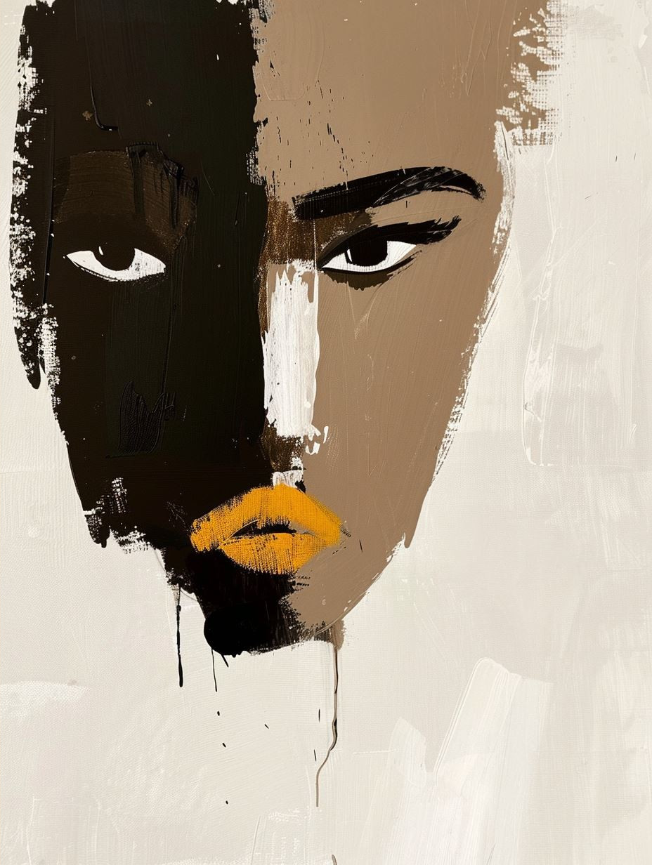 Abstract Minimalist Portrait in Ochre - Image 2
