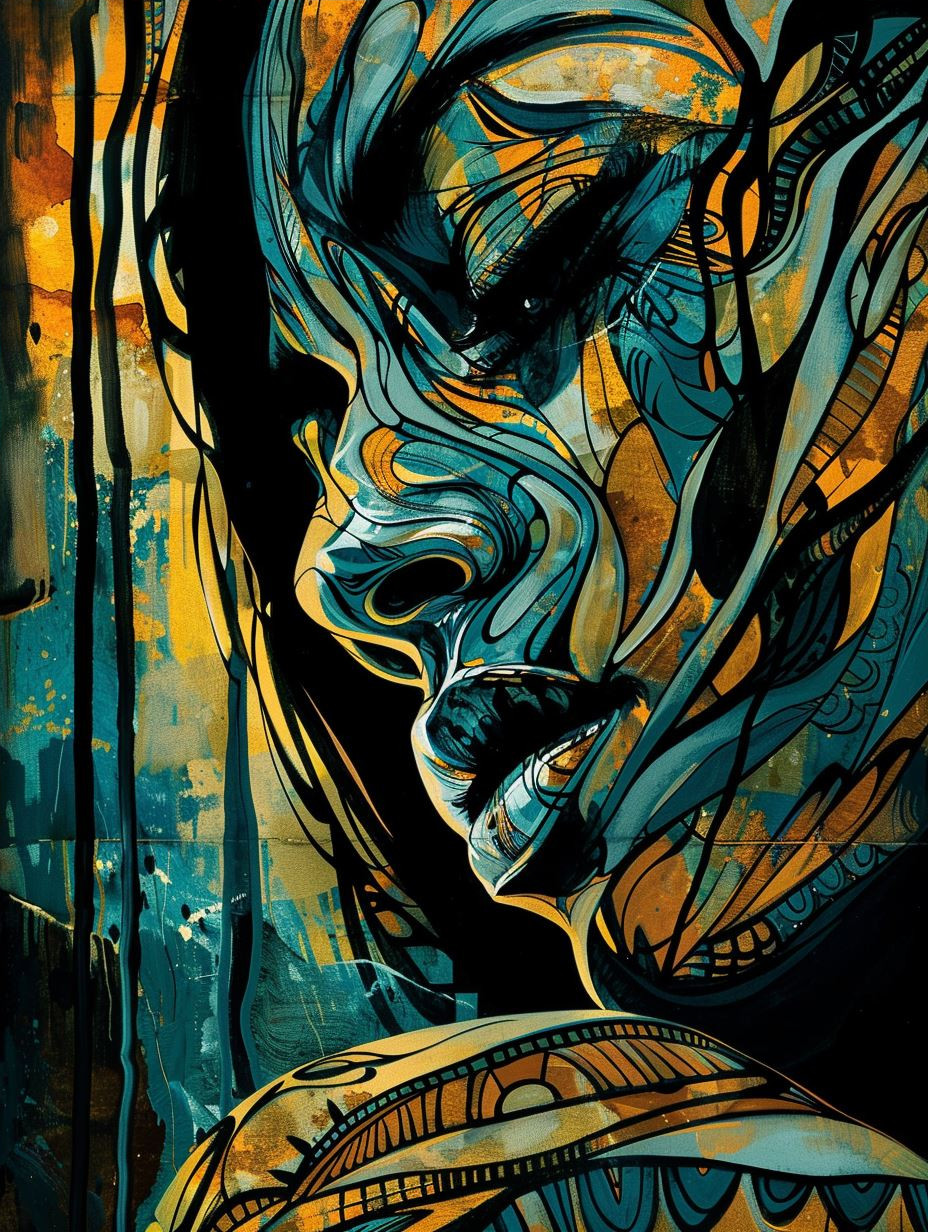 Ethereal Swirls of Azure Gold - Image 4