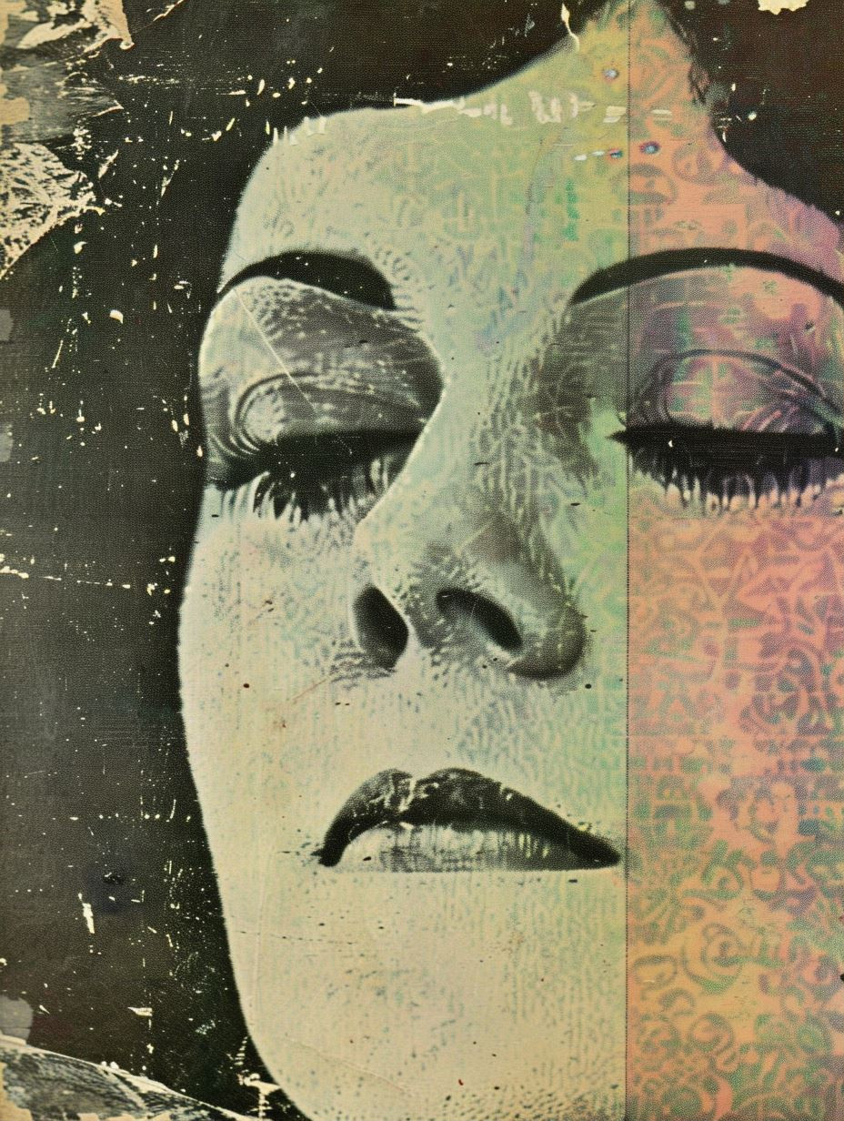 Vintage Collage of Four Feminine Faces - Image 1