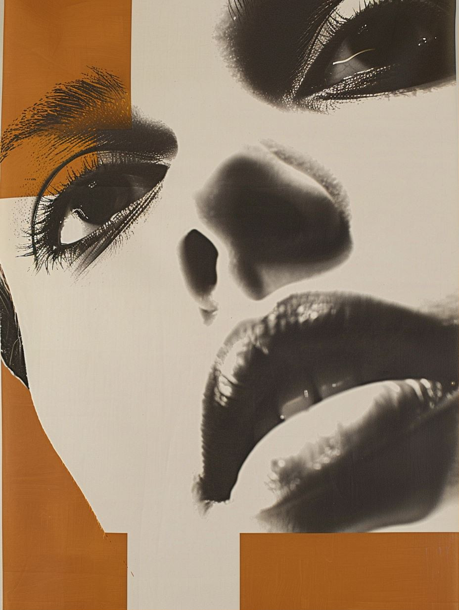 Abstract Ochre Portrait Collage - Image 1