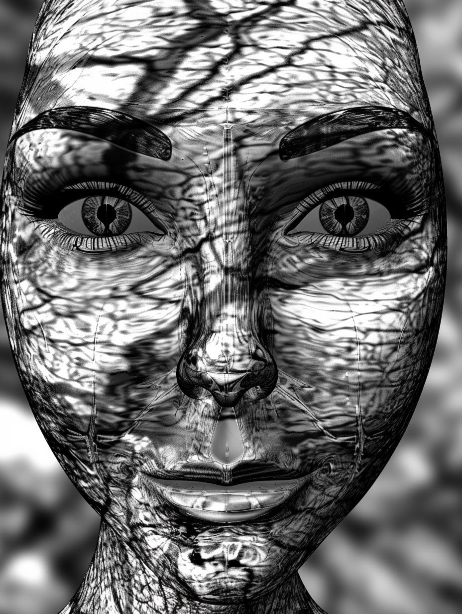 Monochrome Gaze Through Strands - Image 3