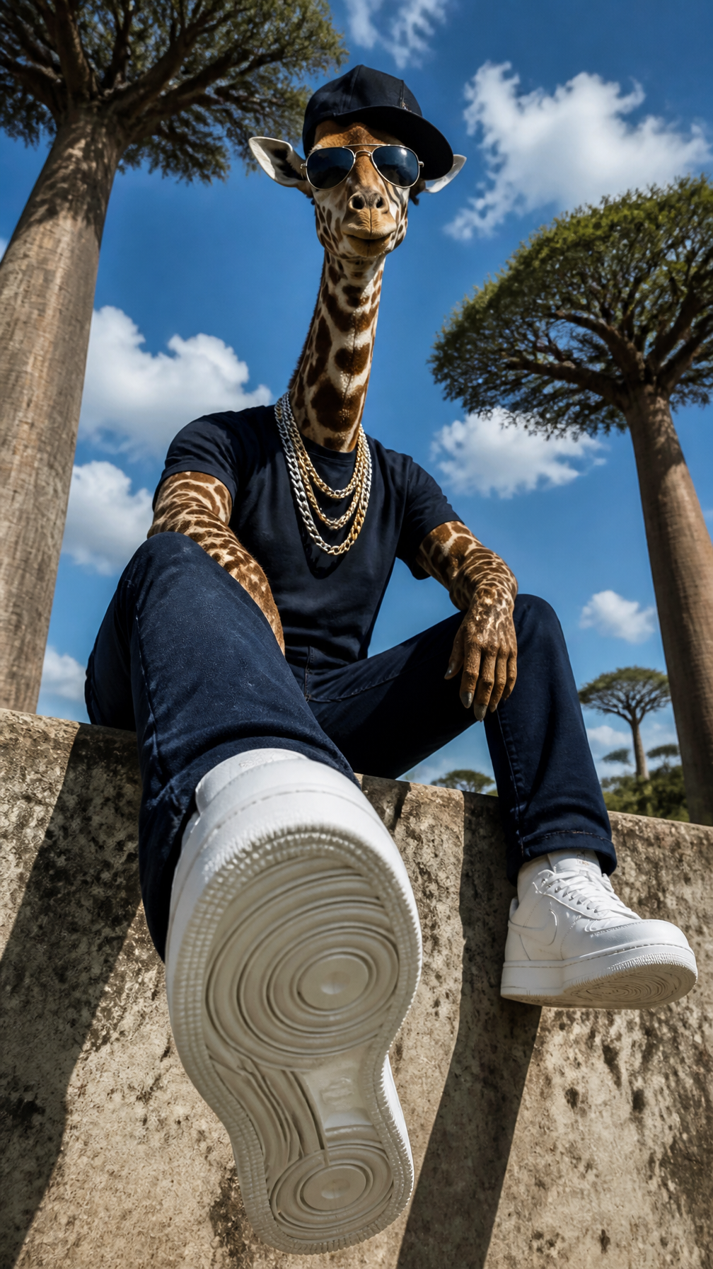 Urban Giraffe in Savanna High-Fashion Style