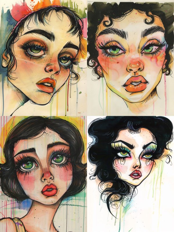 Emerald Gaze: A Study of Four Faces