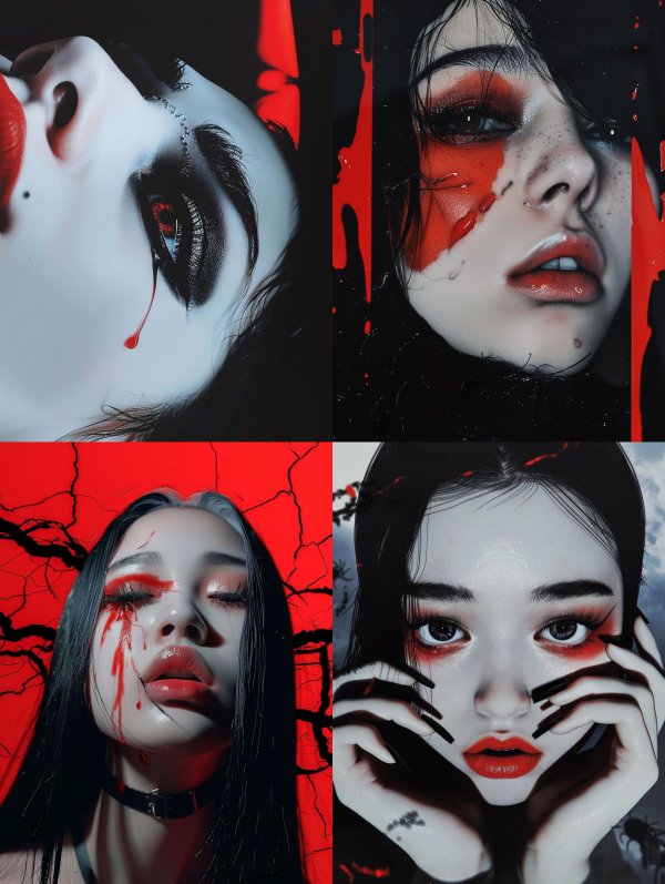 Crimson Gothic Noir Portraits