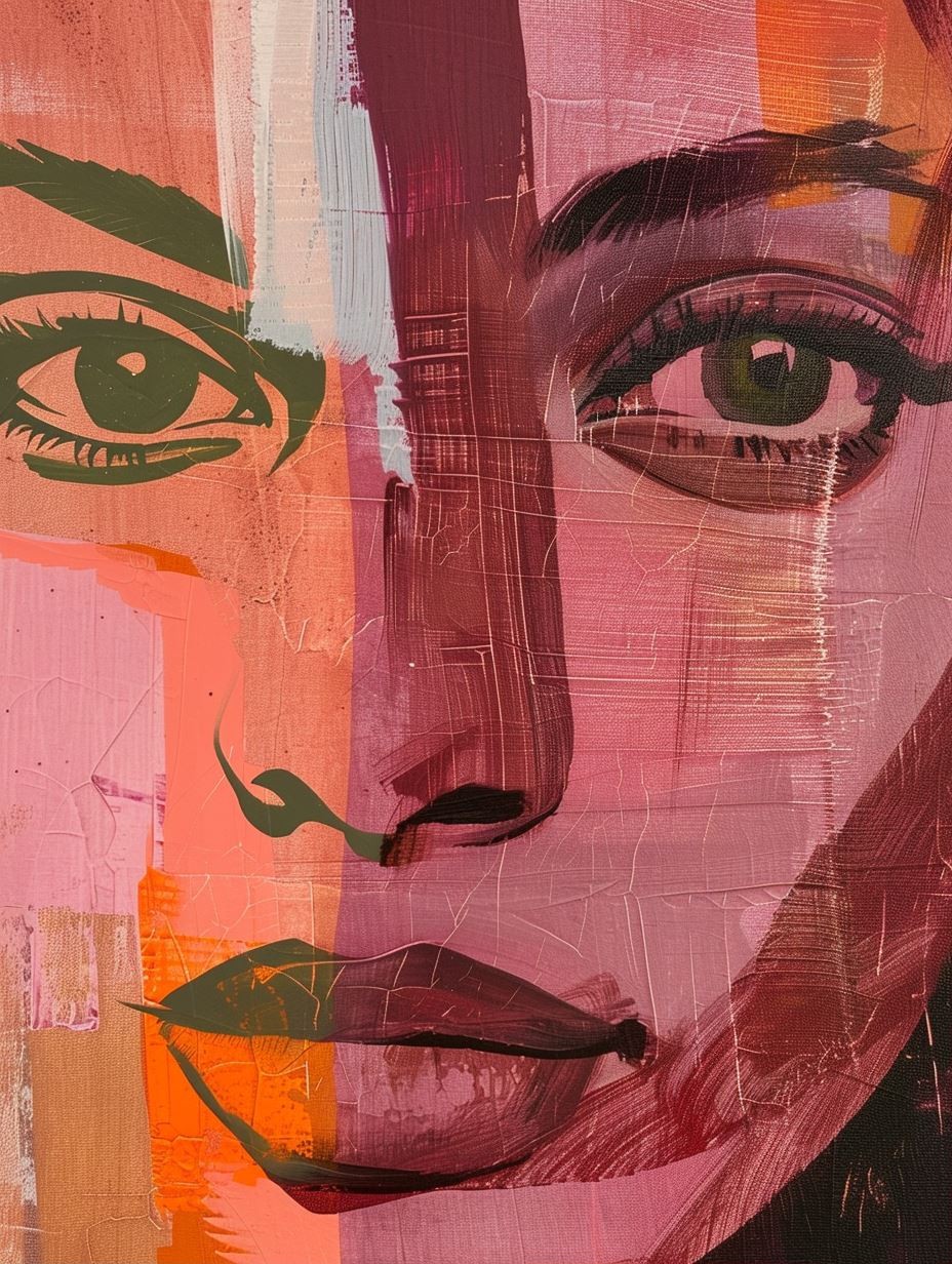 Abstract Crimson Portrait Study