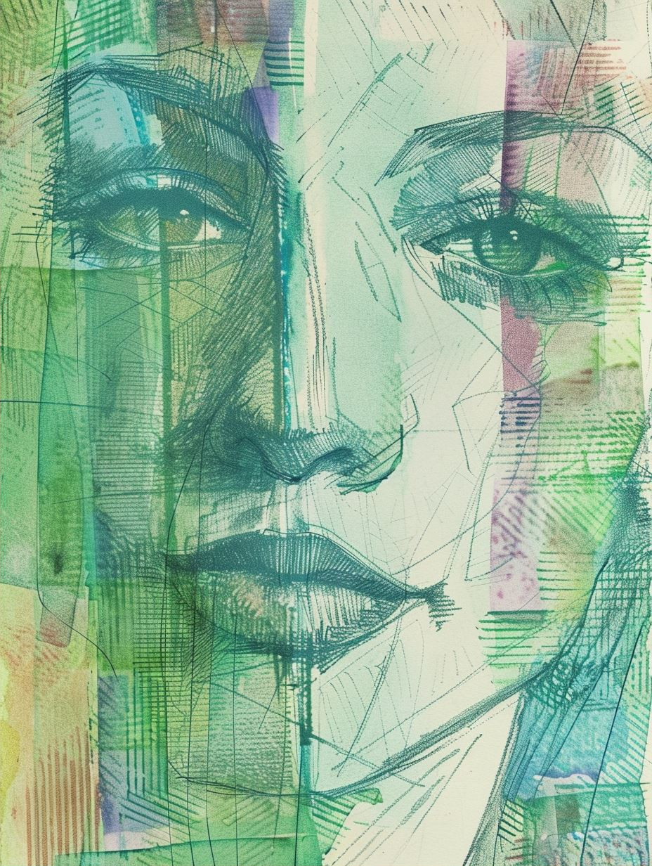 Fragmented Visions in Teal and Gold - Image 2