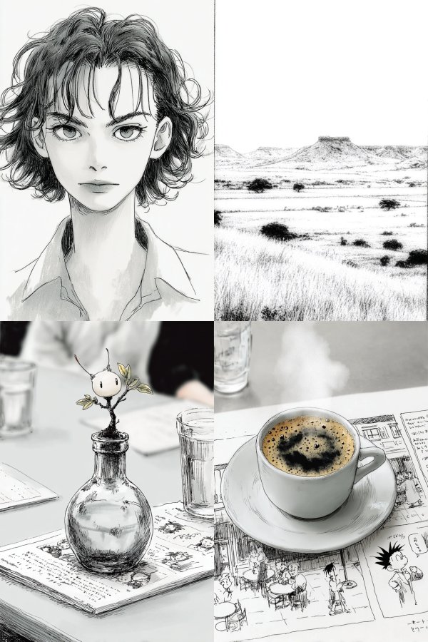 Monochrome Musings: A Manga Art Collage