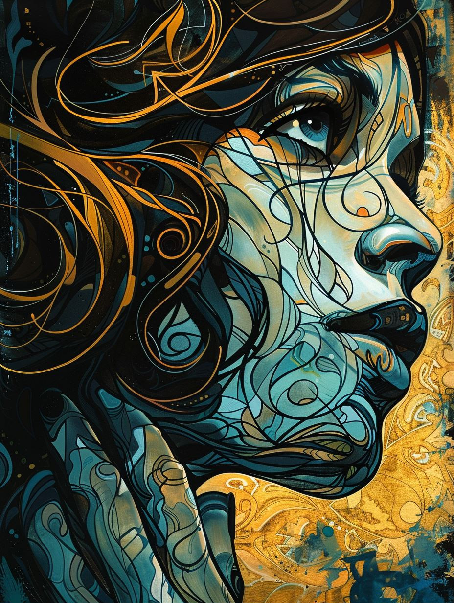 Ethereal Swirls of Azure Gold - Image 1