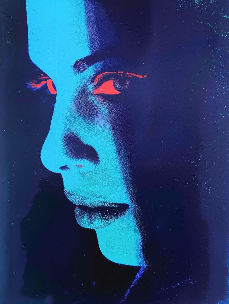 Neon Cyan Nocturnal Portrait - Image 2