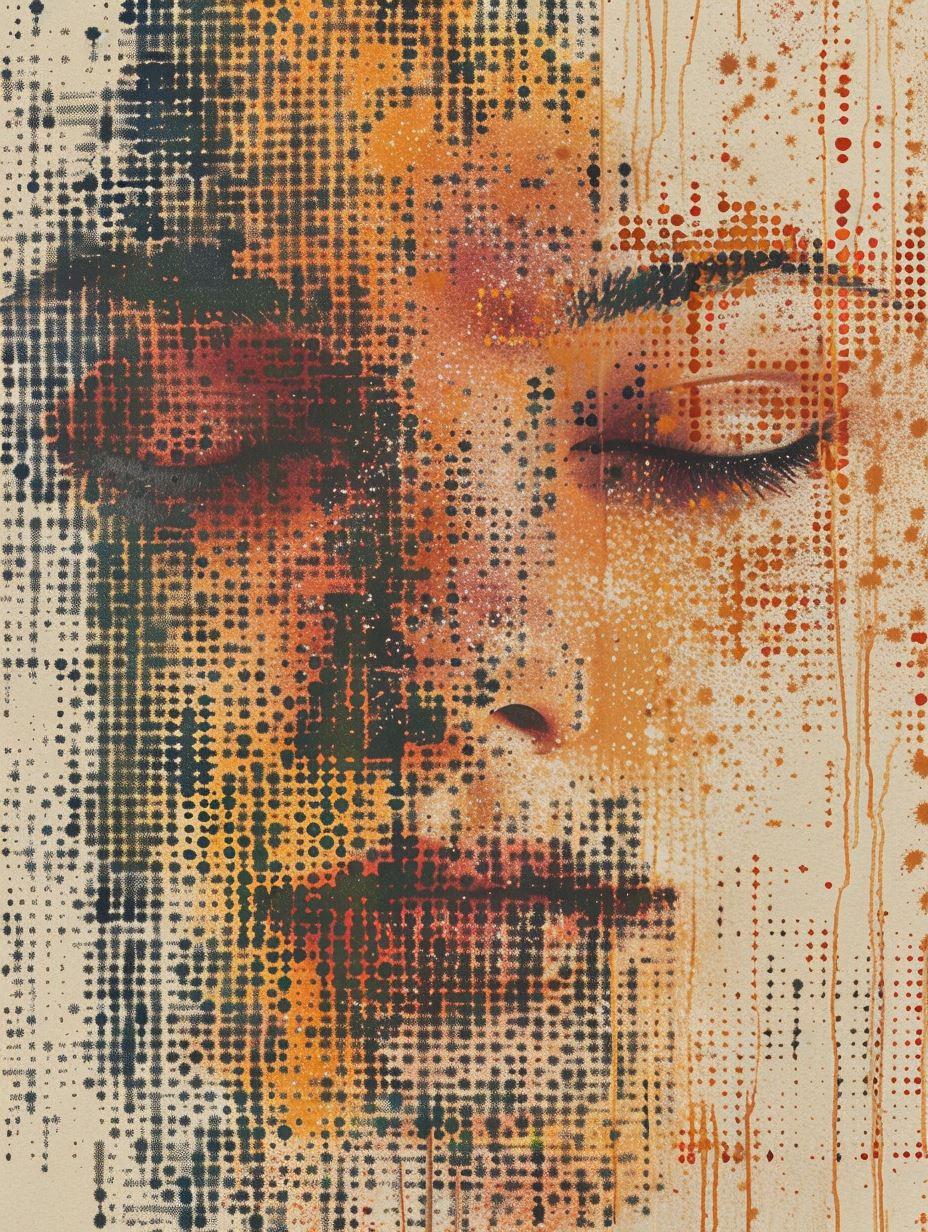 Digital Halftone Portrait in Amber - Image 3