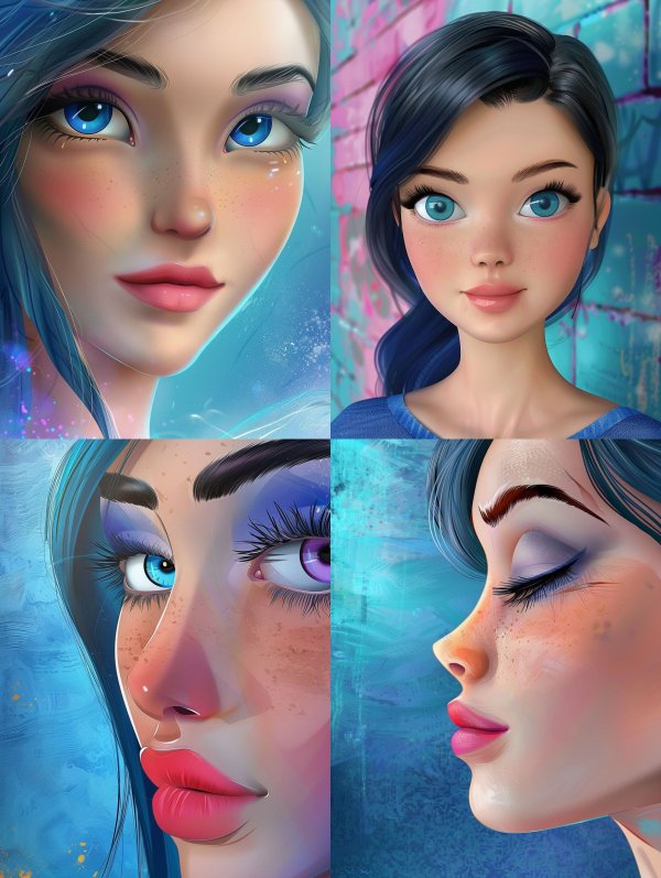 Ethereal Blue-Eyed Digital Portraits
