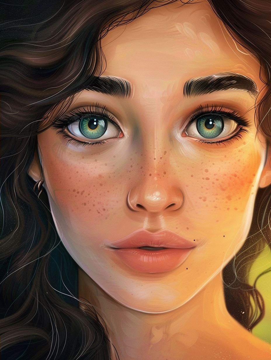 Ethereal Freckled Portrait in Gold - Image 2