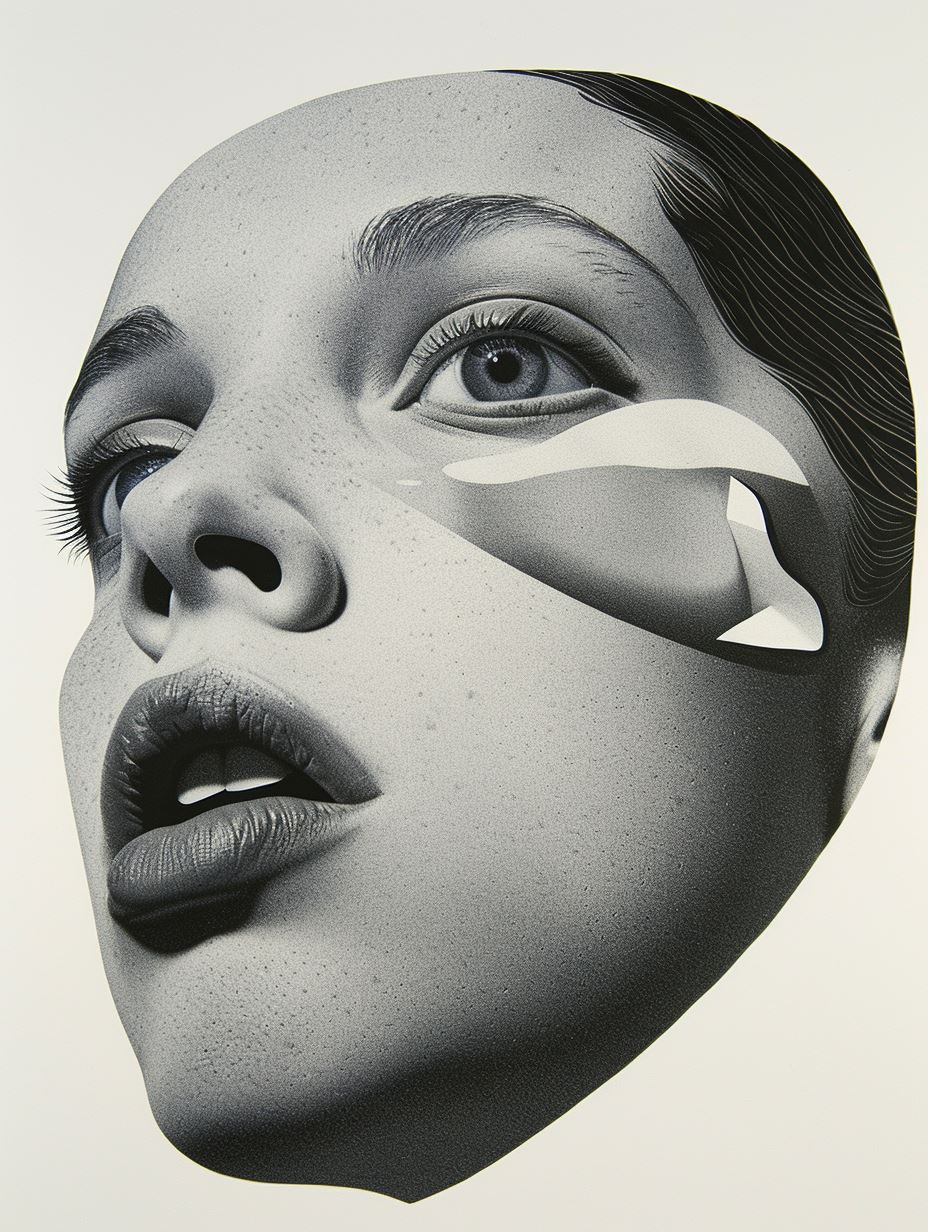 Botanical Fusion Monochrome Portrait - Image 2