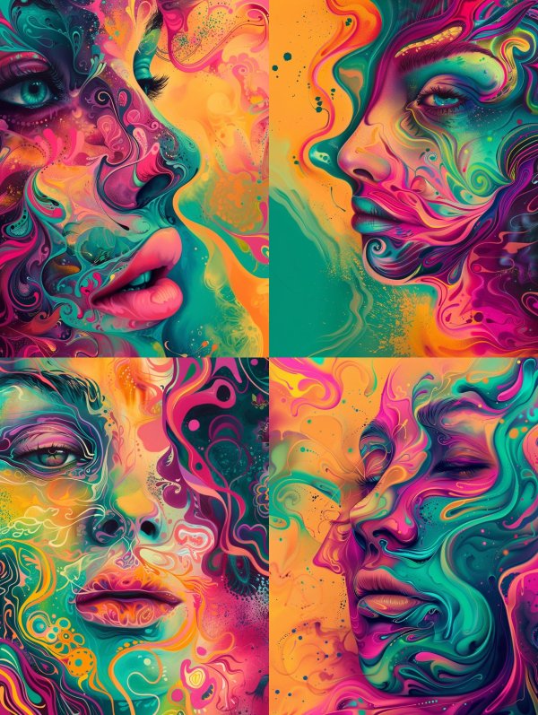 Psychedelic Neon Dream Portrait