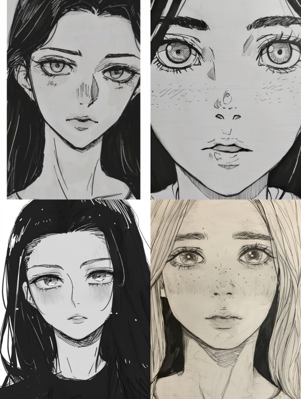 Melancholic Monochrome Manga Portraits