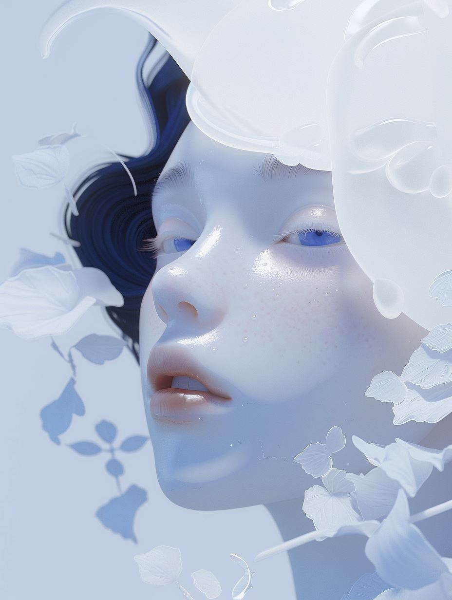 Ethereal Porcelain Dreamscape Portrait